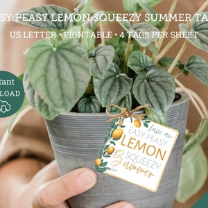 Easy Peasy Lemon Squeezy Summer Tags  | Teacher Gifts | Printable Gift Tags | End of School Year Gift Tags