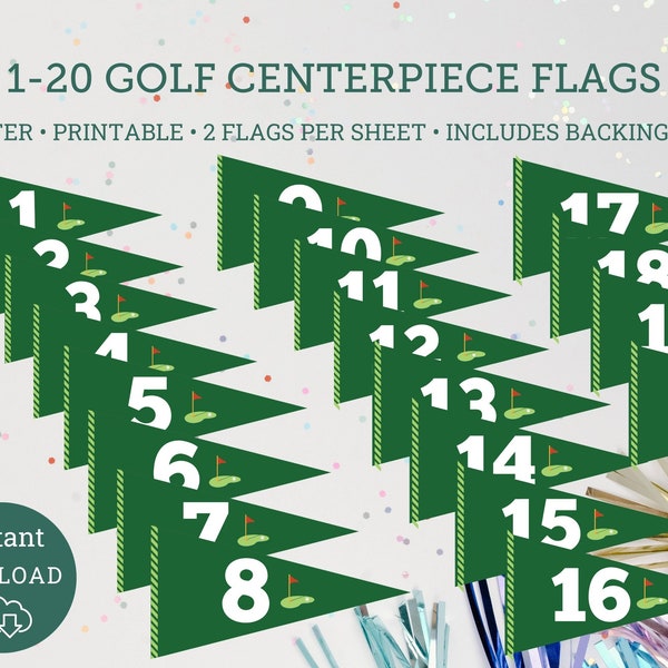 Golf Flag Centerpiece Flags 1-20, Wedding Printables, Golf Printable Centerpiece, Golf Printables, Flag Centerpiece, Golf Flag Centerpiece