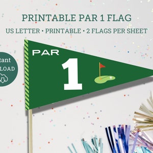 Par One Printable Golf Flags, Golf Birthday decor, 1 Golfing Party, Par 1, Hole in One ParTee, One Partee, First Birthday Golf