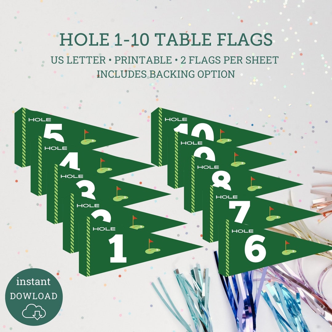 Golf Centerpiece Flags 110, Wedding Printables, Golf Printable Centerpiece, Golf Printables