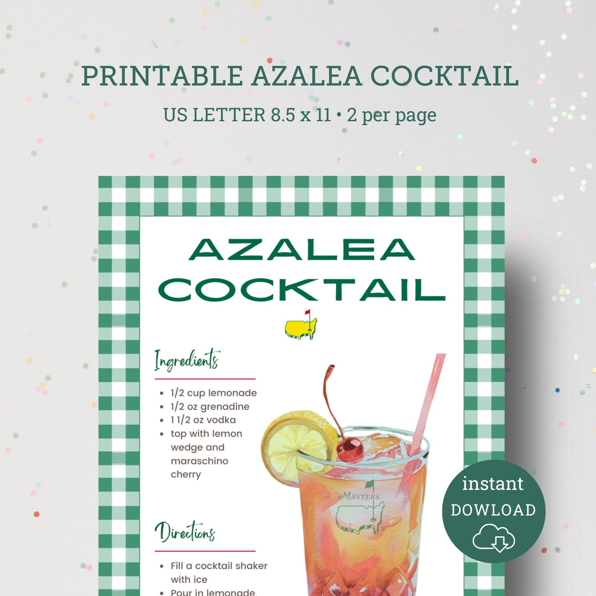 Masters Inspired Azalea Cocktail Recipe Card Printable (digital ...