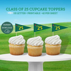 Class of '25 cupcaketoppers met golfthema, golfafstudeerfeest, golffeest, cupcaketoppers afstuderen