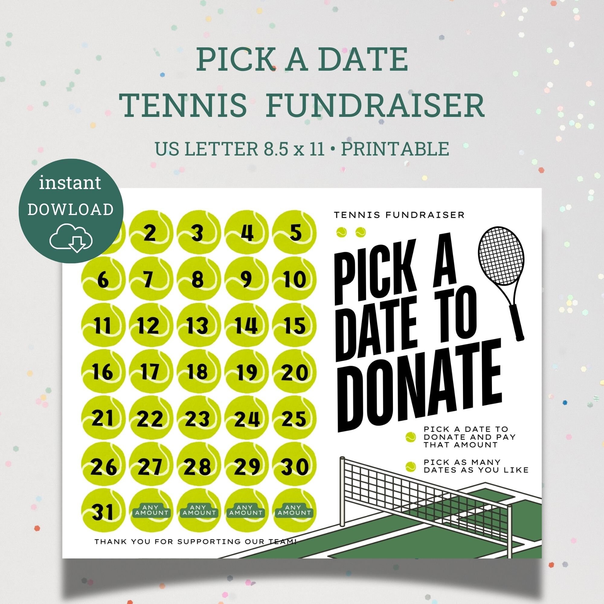 Pick a Date Tennis Fundraiser, Tennis Team, Tennis Fundraising, Tennis ...
