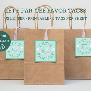 Par-Tee Favor Tags, Golf Party Favors, Golf Birthday decor, Golfing Party, Print at home party decor