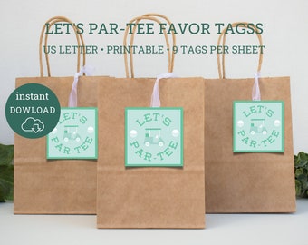 Par-Tee Favor Tags, Golf Party Favors, Golf Birthday decor, Golfing Party, Print at home party decor