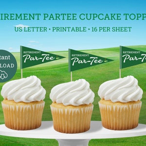 Pensioen Par-Tee Golf thema Cupcake Toppers, Instant Download, Golf Par-tee afdrukbaar, Par Tee Golf Cupcake toppers, pensioen partij