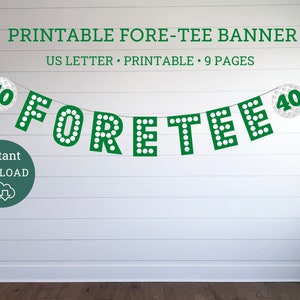 Fore-Tee Golf Birthday Banner, Par-Tee Golf Birthday Banner, Printable Banner, Instant Download Golf Birthday Banner, Golfing Party