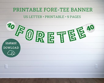 Fore-Tee Golf Geburtstagsbanner, Par-Tee, Printable (Instant Download)