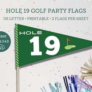Hole 19 Golf Party Flaggen, Bar Schild zum Ausdrucken (Digitaler Download)