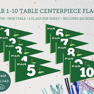 Golf Centerpiece Flags 1-10, Wedding Printables, Golf Printable Centerpiece, Golf Printables, Flag Centerpiece, Golf Flag Centerpiece