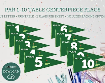 Flaggor för mittpunkten på golfbordet Par 1-10 (digital nedladdning)