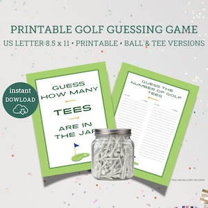 Light Green Golf Party Guessing Game, Golf Partee Guessing Game Tees, Printable Guess Number of Golf Balls, Boy Baby Shower Guessing Game,