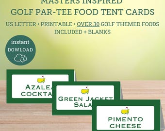 Masters Golf Party Food Labels, Golf Pun Buffet Tags (Printable)