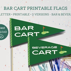 Bar & Beverage Cart Golf Flags, Golf Birthday Decor, Golf Bar Signs, Print at home party decor, Golf Party Decor