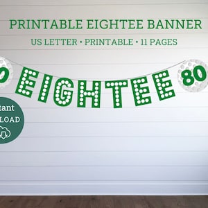 Eigh-Tee Golf Birthday Banner, Par-Tee Golf Birthday Banner, Printable Banner, Golf Birthday Banner, Golfing Party, 80th birthday
