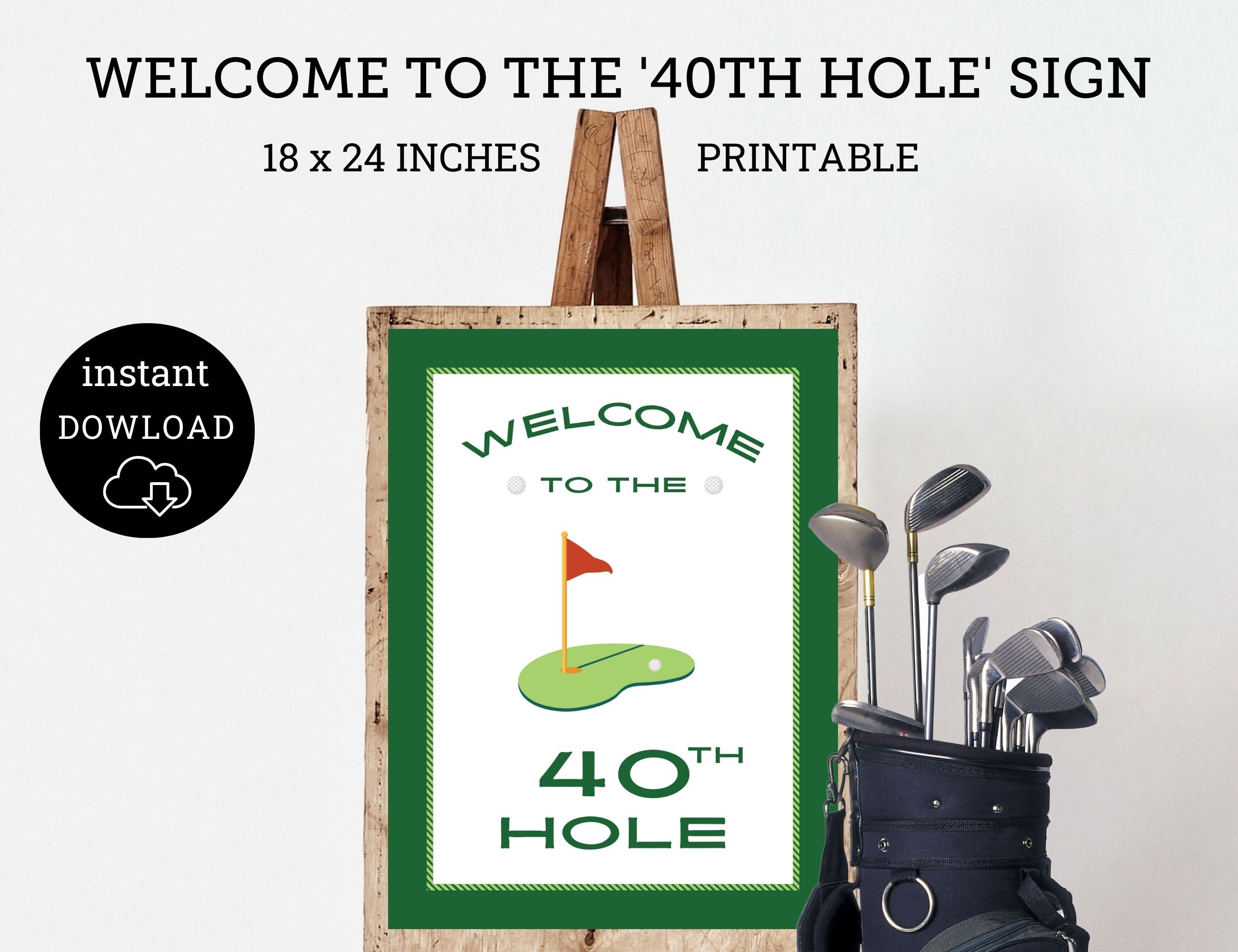 Fort birthday event サイン入りポスター　fortpeat 40th Hole Golf Party Sign, Foretee Birthday Decor (digital