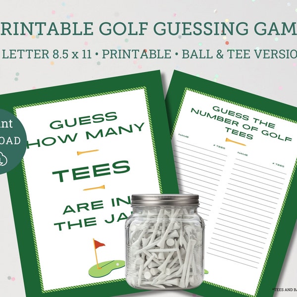 Golf Party Guessing Game, Golf Partee Guessing Game Tees, Printable Guess Number of Golf Balls, Boy Baby Shower Guessing Game, Golf Baby