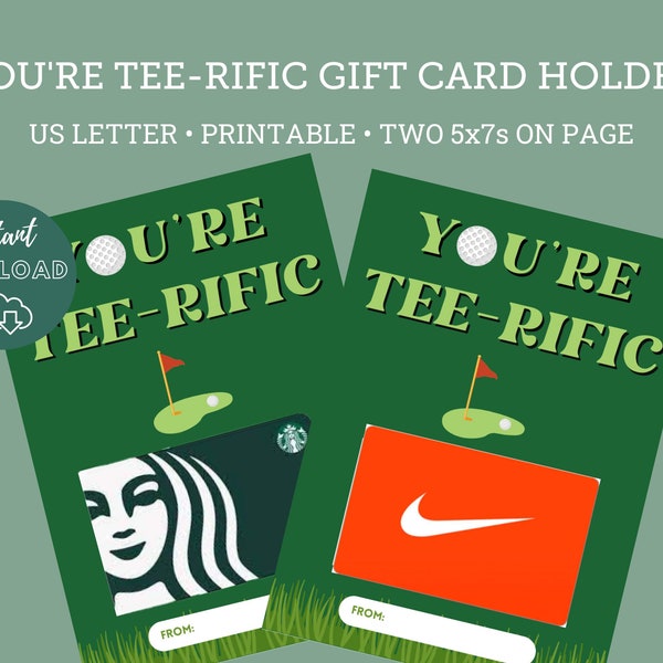 You're Tee-Rific Golf Instructor Gift Card Holder, Golf lessons, Golf Instructor Thank you, Golf Teacher Appreciation Gift