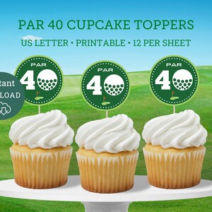 Par 40 golfcupcake-toppers| Direct downloaden | ForeTee Partee afdrukbaar | Par 40 Cupcake-toppers