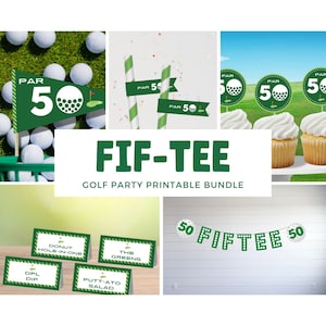 Fif-Tee Par-Tee Party Bundle, 50 Golf Flags,  Golf Birthday decor, 50 Golfing Party, Par 50, Fif-Tee Party, Fiftee Party, Golf Party DIY