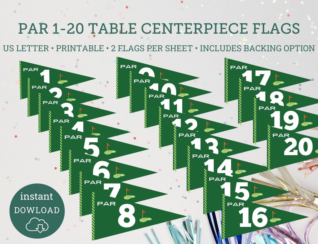 Golf Flag Centerpiece Flags 120, Wedding Printables, Golf Printable Centerpiece, Golf