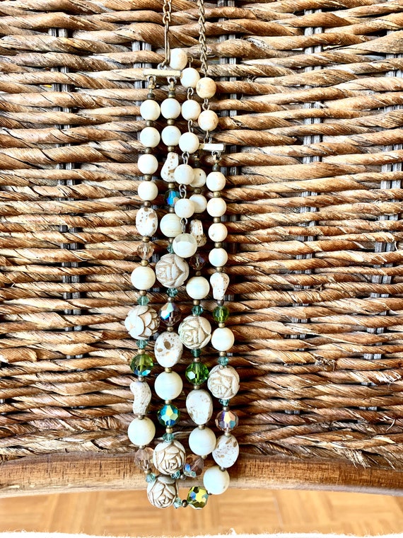 Vintage rose bead necklace - image 6