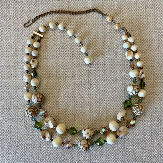 Vintage rose bead necklace - image 1