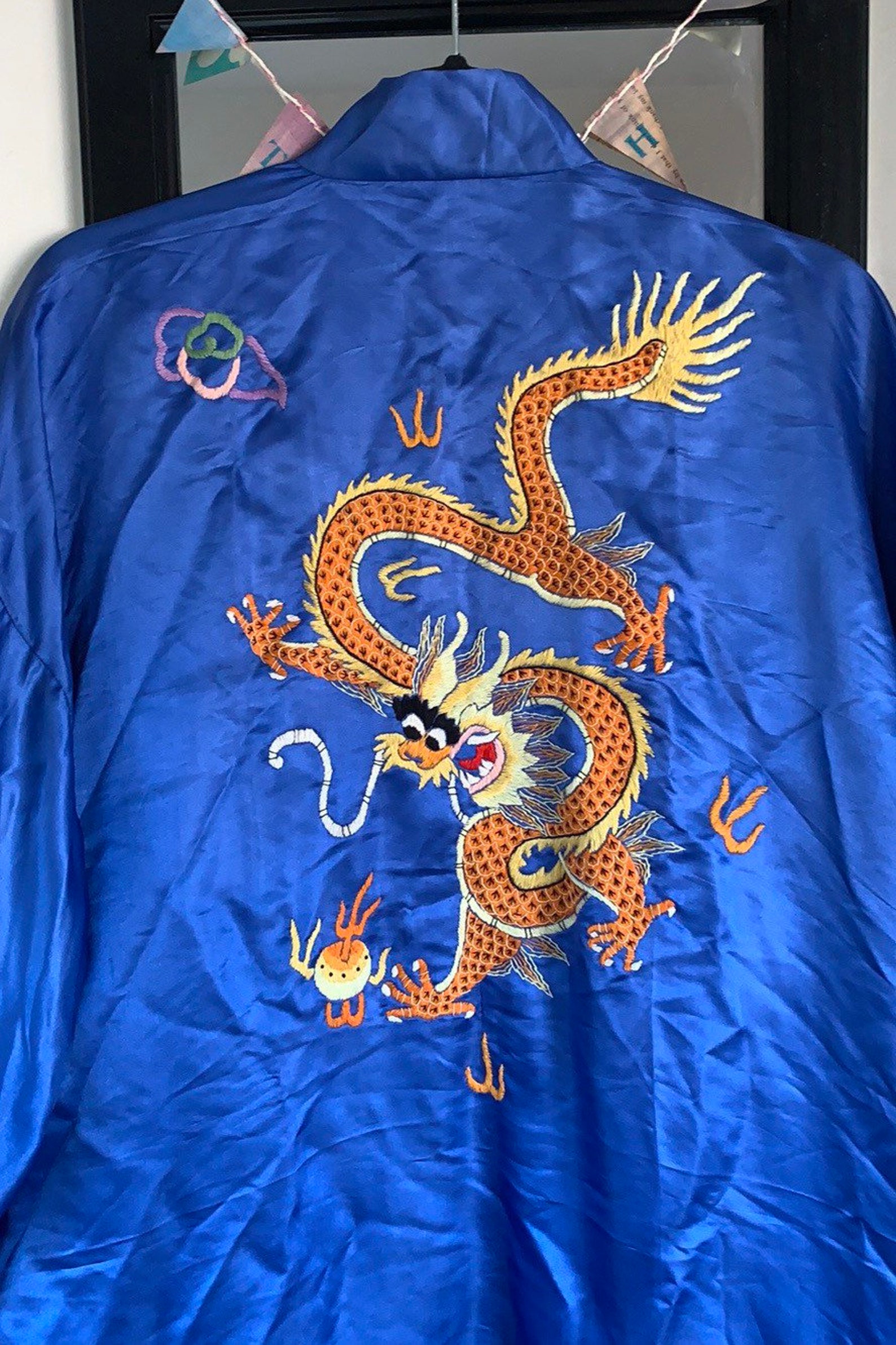 Electric blue SILK Dragon kimono | Etsy