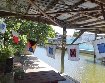 Vintage String of 6 German Navy Nautical Sailing Signal Flags