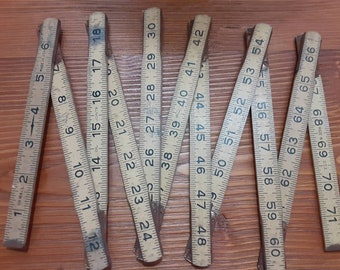 Free Shipping for Vintage Oxwall Folding Expandable Wood Carpenter Ruler Measuring Stick