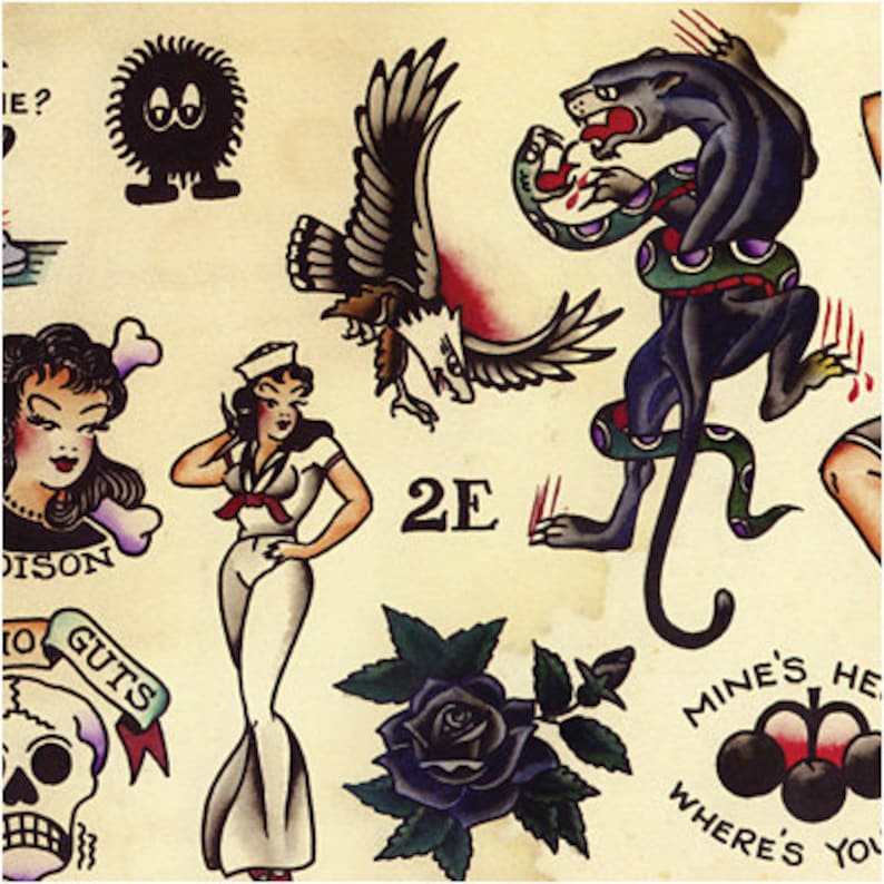 Sailor Jerry Vintage Old School Tattoo Flash Panther Poster image 1.
