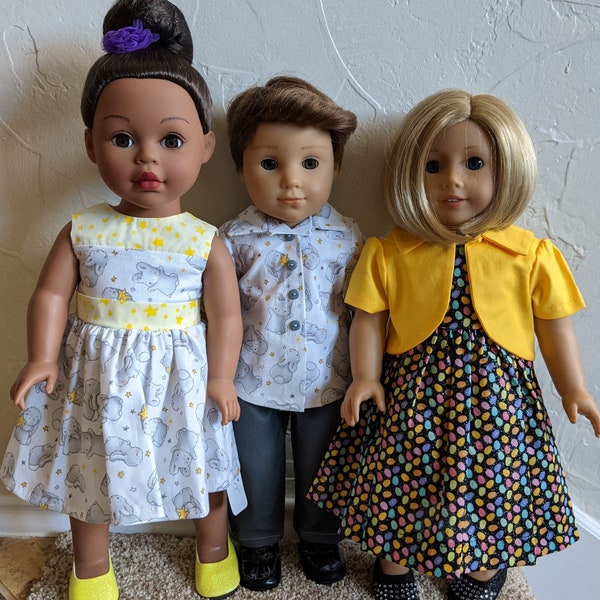 Easter Bunny Doll Outfits (18 Inch Boy and Girl Dolls, such as American Girl, My Life, Madame Alexander, etc) ),  Doll Fashion, Doll Clothes