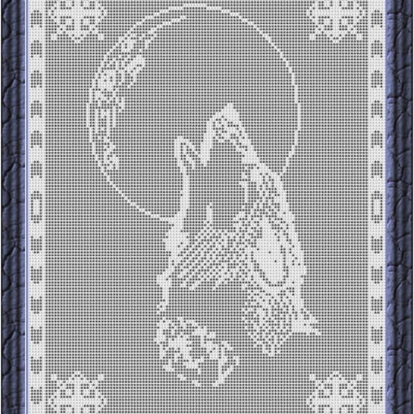 PDF-Instant Download-Filet Crochet PATTERN "Wolf Moon-1"