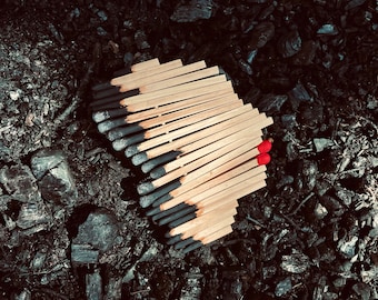 7 x 6" Match Sculpture Silhouette | Matchstick Woman Wooden Wall Hanging | Mid-century Modern Art | Minimalist Original Wood Face Decor