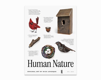 Found Object Birds Poster | Human Nature Art Print | Paper Wall Art | Nick Levesque