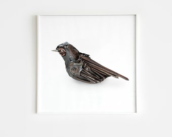 Found Object Blackbird Art Print | Paper Wall Art | Nick Levesque