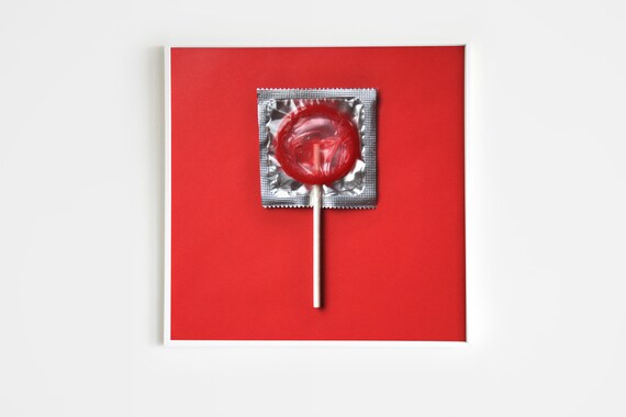Pop Art Print Minimalist Lollipop Condom Print Bold Red - Etsy