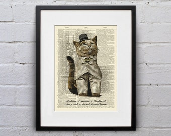 Madame, I Require A Thimble Of Catnip And A Decent Flame-Thrower  - Victorian Cat Dictionary Page Book Art Print - DPLJ010