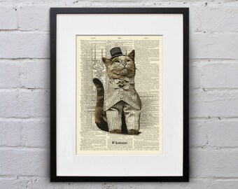 Lord Jingles Is Apathetic Today - Victorian Cat Dictionary Page Book Art Print - DPLJ024