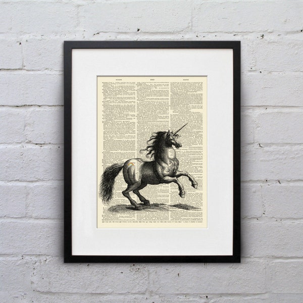 Rainbow Unicorn Badass - A Bit of Merriment Dictionary Page Book Art Print - DPMM010