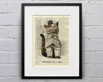 Schröedinger Was A Sadist - Victorian Cat Dictionary Page Book Art Print - DPLJ020