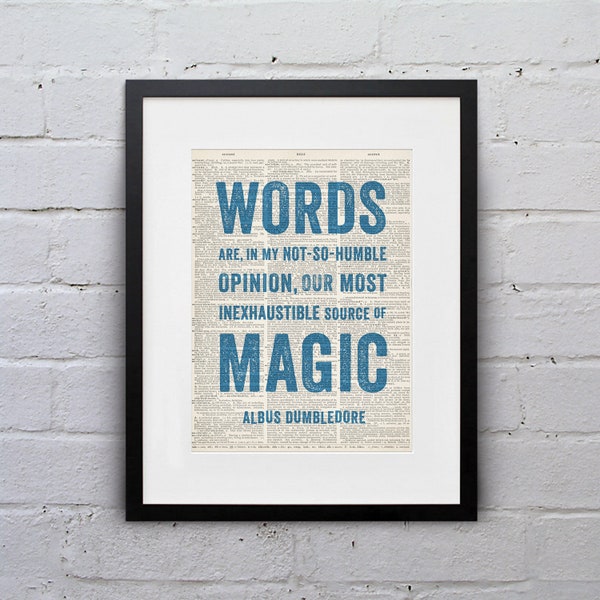 Words Are Our... Most Inexhaustible Source of Magic / Albus Dumbledore - Inspirational Quote Dictionary Page Book Art Print - DPQU121