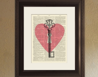 You're The Key To My Heart - True Love Dictionary Page Book Art Print - DPTL002