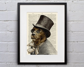 Portrait Of A Dapper Dog, Dr. Orvis Dogroy - Victorian Dapper Dog Dictionary Page Book Art Print - DPDD001