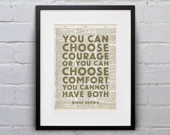 Inspirational Quote Dictionary Art Print: Courage & Comfort