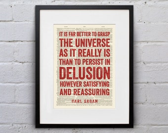 It Is Far Better To Grasp The Universe As It Really Is / Carl Sagan - Inspirational Quote Dictionary Page Print - DPQU055