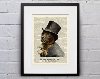 Dogs Love Jeopardy - Victorian Dapper Dog Dictionary Page Book Art Print - DPDD023
