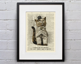 I've Never Faked A Purr - Victorian Cat Dictionary Page Book Art Print - DPLJ009