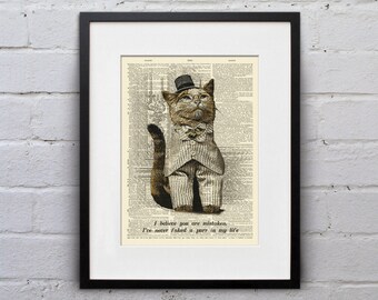 I've Never Faked A Purr - Victorian Cat Dictionary Page Book Art Print - DPLJ009