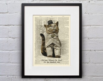 Cats Love Jeopardy - Victorian Cat Dictionary Page Book Art Print - DPLJ023